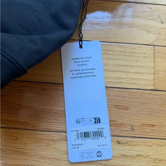 ALO Airbrush Race Short Sleeve Black and White Crop Top - Picture 5 of 9